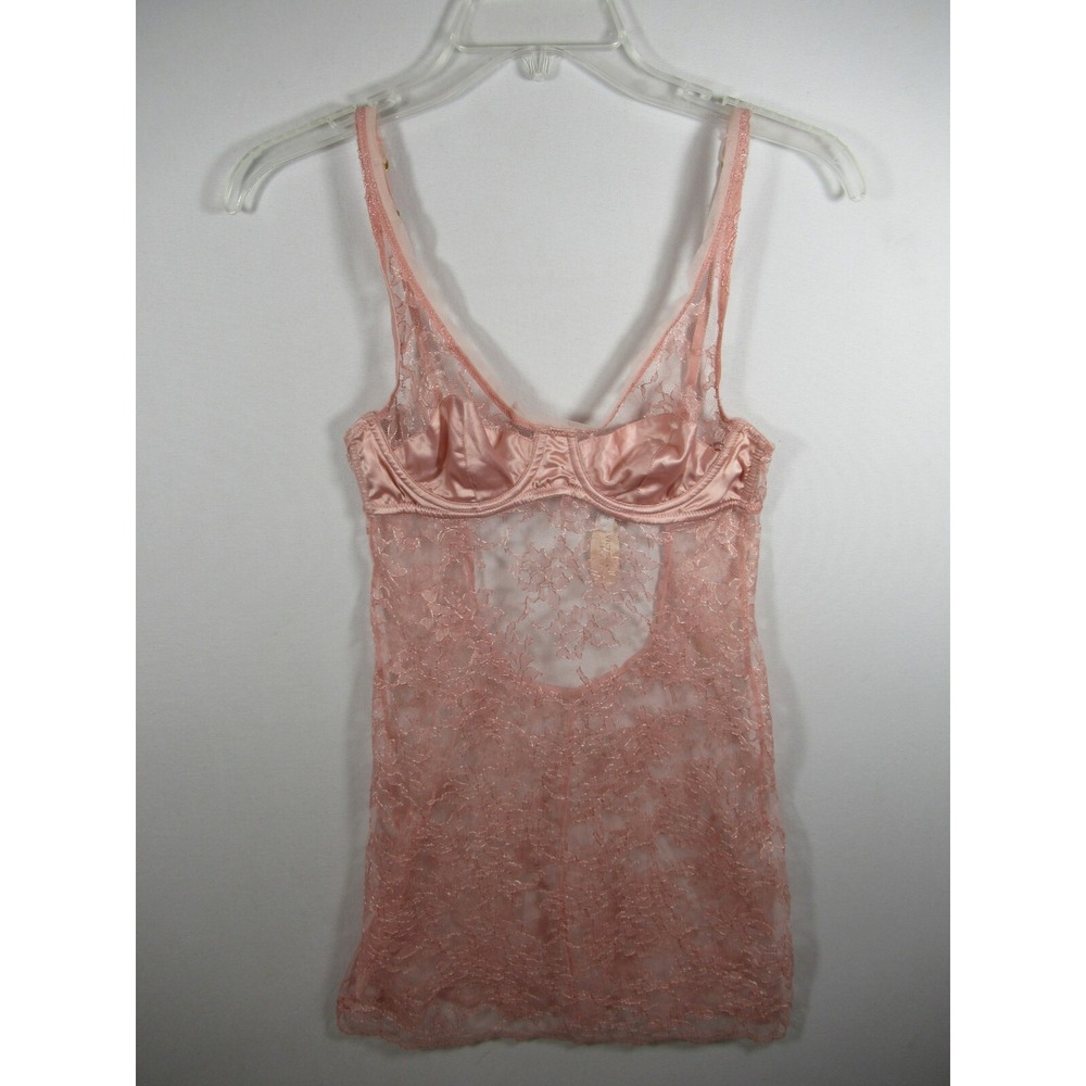 NEW Victoria's Secret Satin & Lace Babydoll Chemise Women 34B Pink Underwire